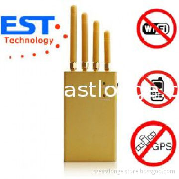Est-808kf Gps Cellphone Jammer Blocker 1500 - 1600mhz Frequency , 4 Antenna